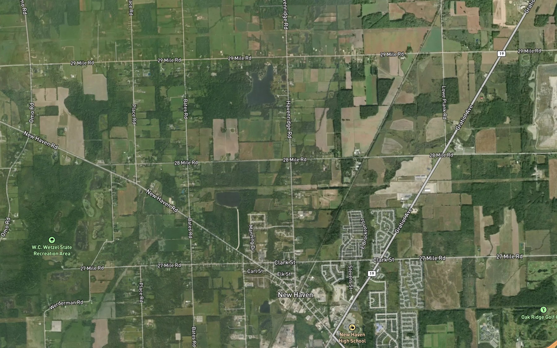 Satellite map of the Warwick Drain