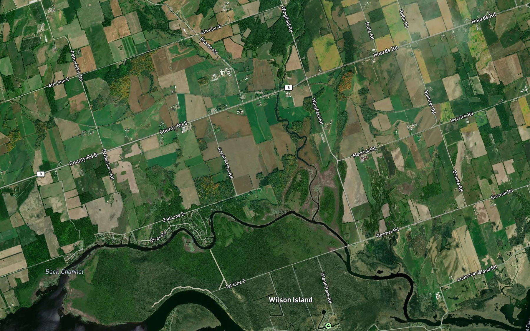 Satellite map of the Back Channel