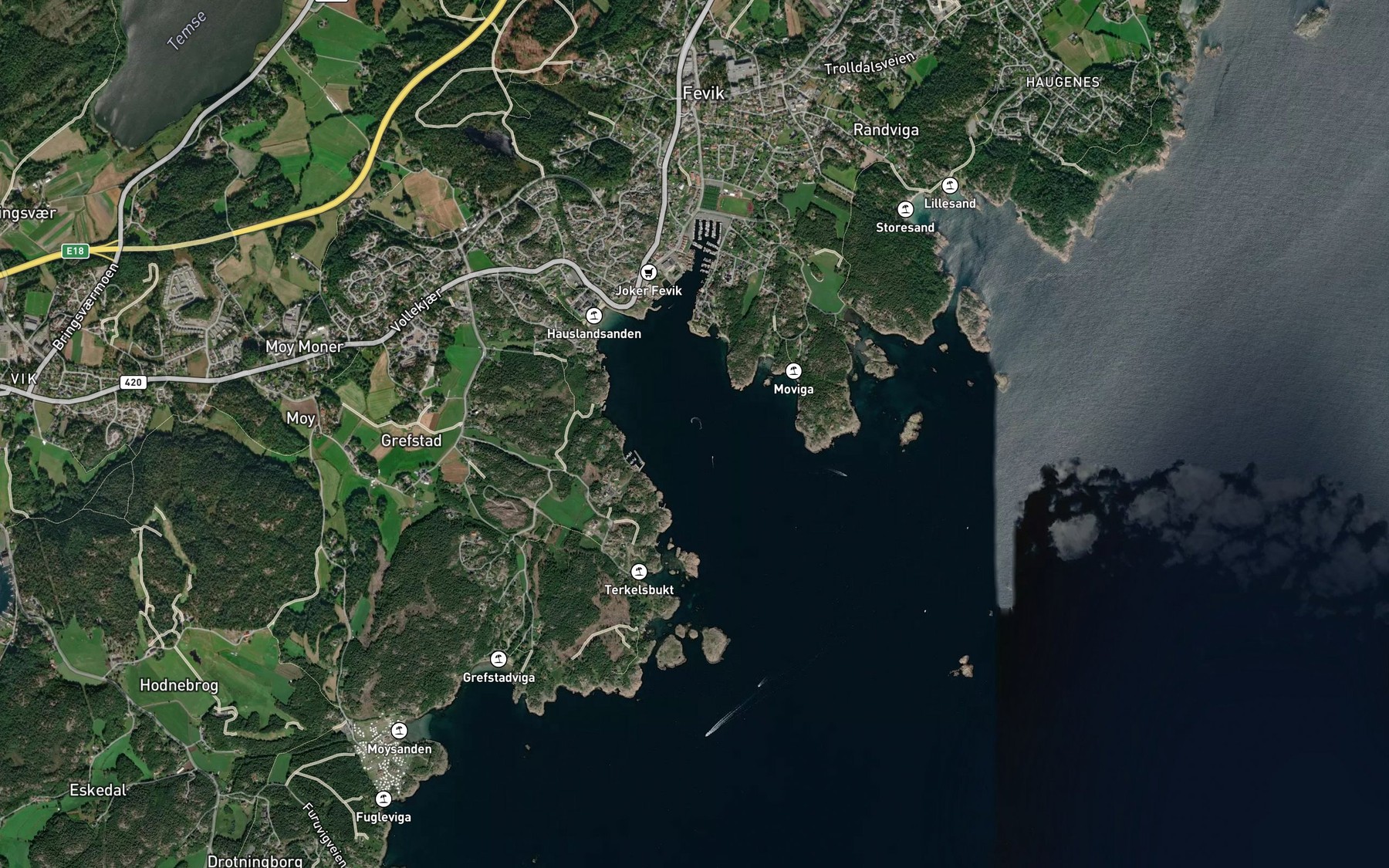 Satellite map of the Fevigkilen