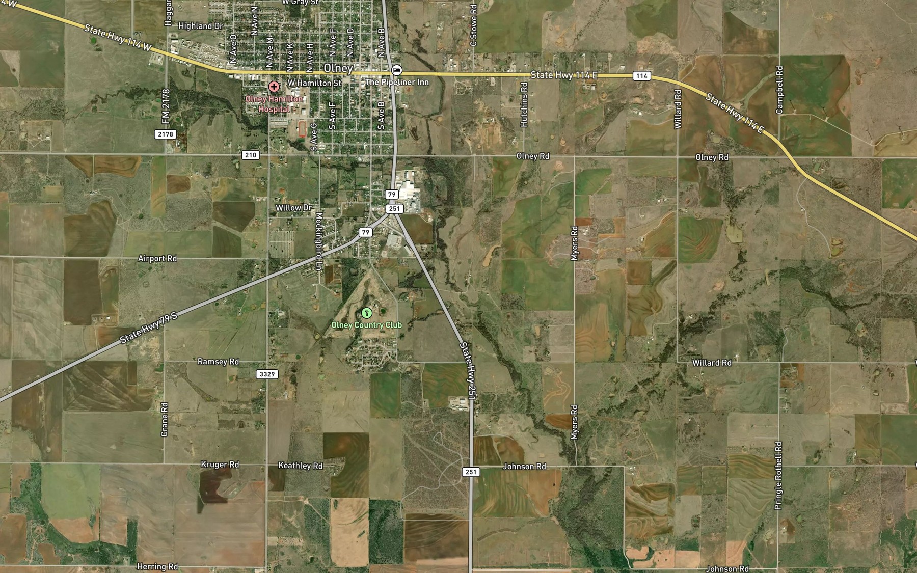 Satellite map of the Red Haw Creek