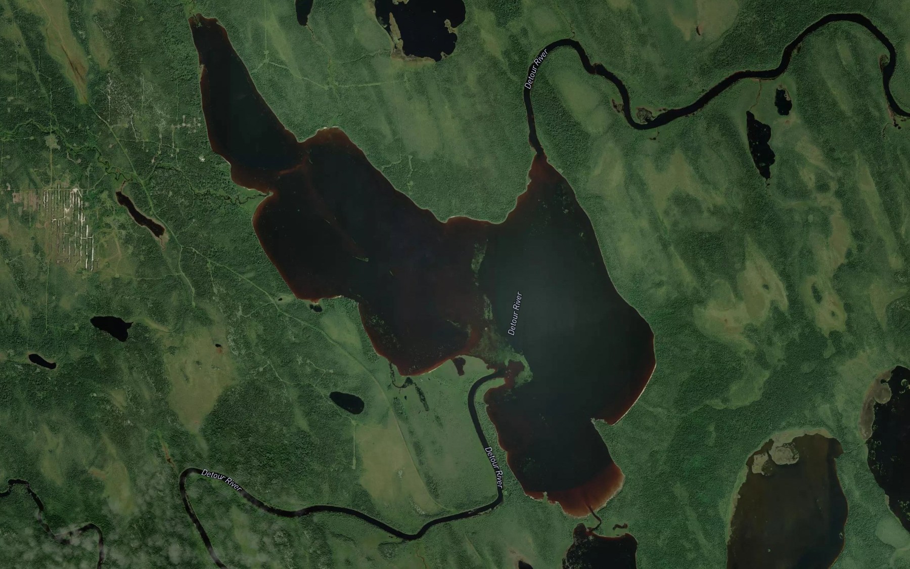Satellite map of the Lower Detour Lake