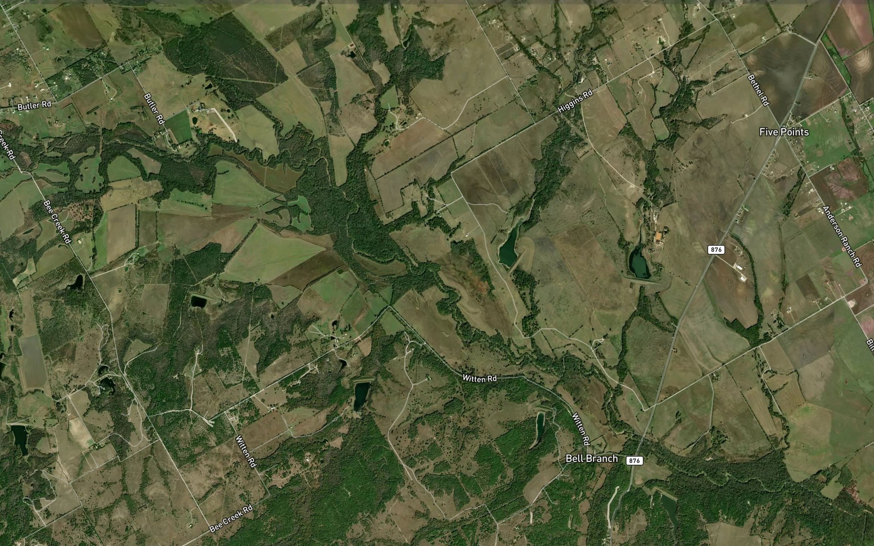 Satellite map of the Bee Creek