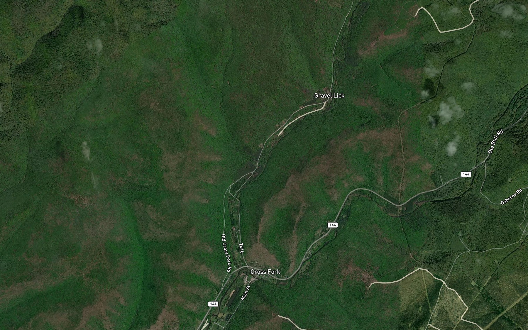 Satellite map of the Elk Lick Run