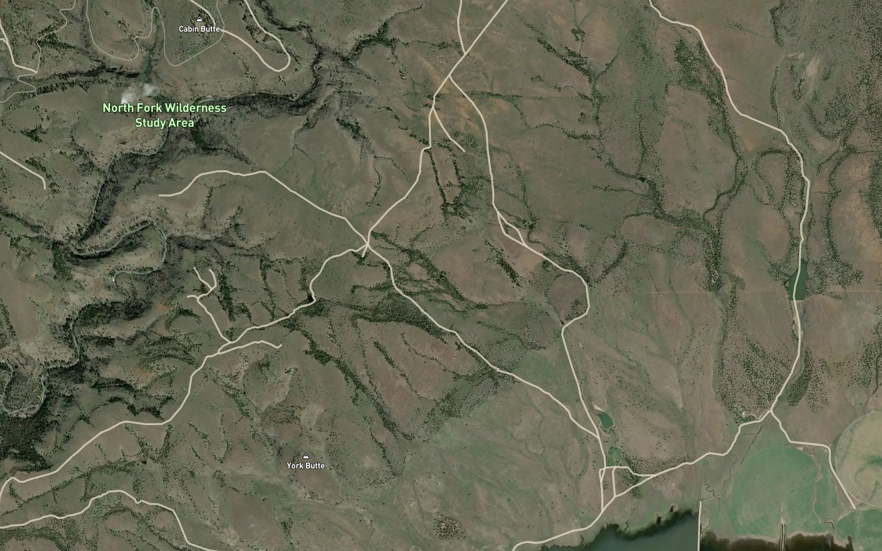 Satellite map of the Sheepcamp Reservoir