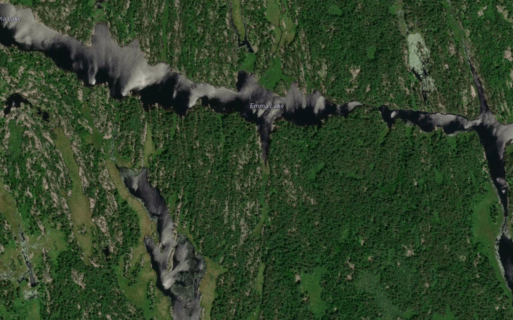 Satellite map of the Emma Lake