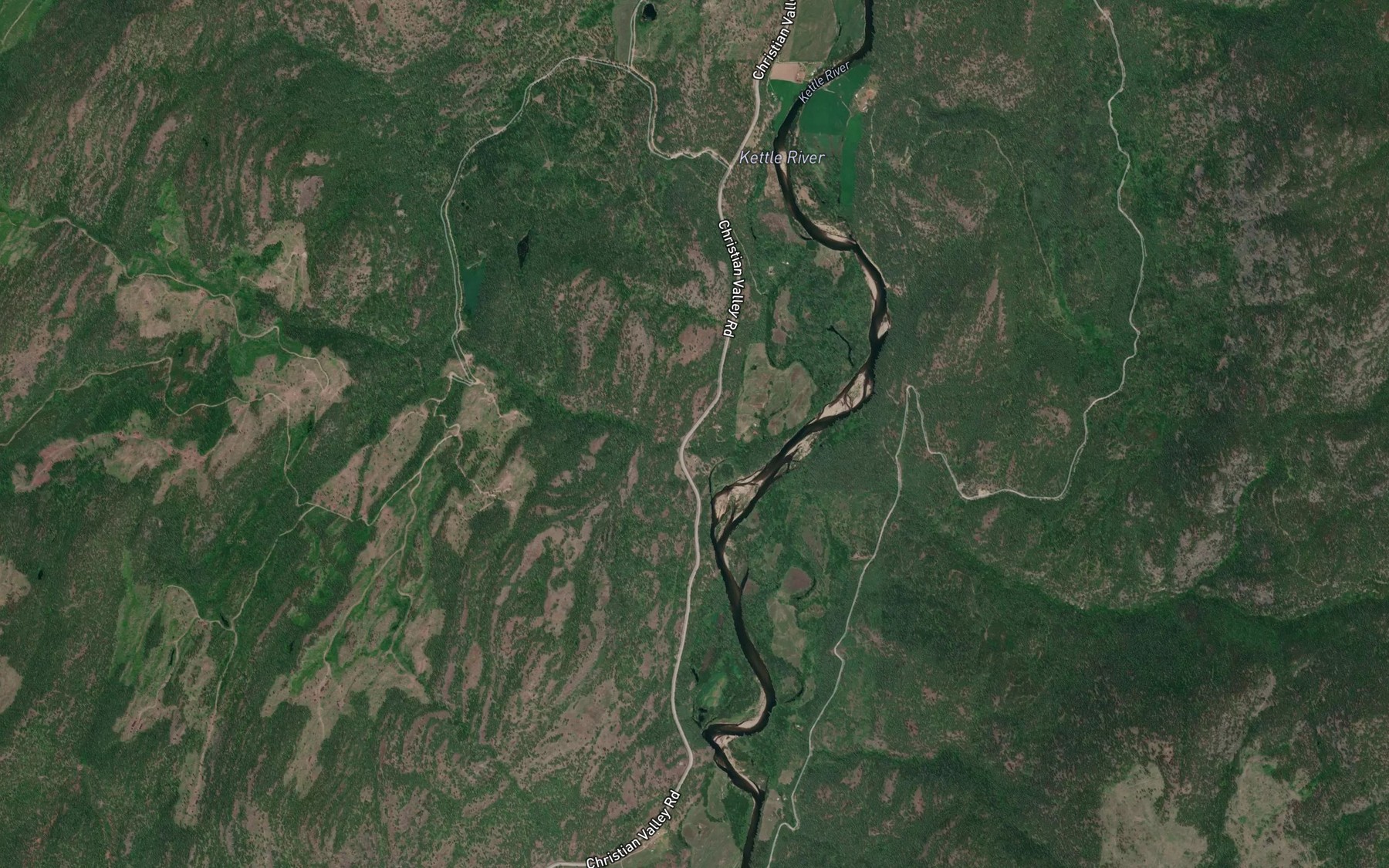Satellite map of the Mulligan Creek