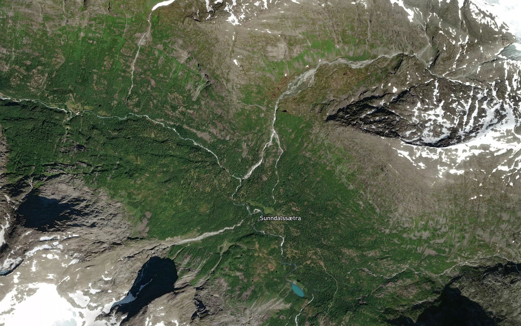 Satellite map of the Tverrelvfossen