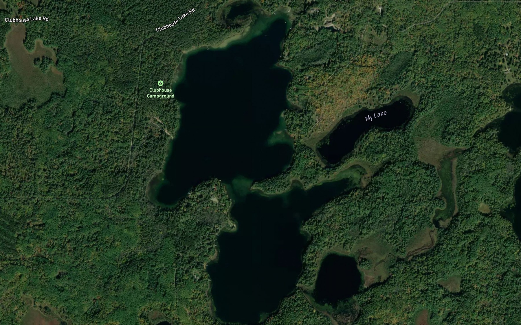 Satellite map of the Clubhouse Lake
