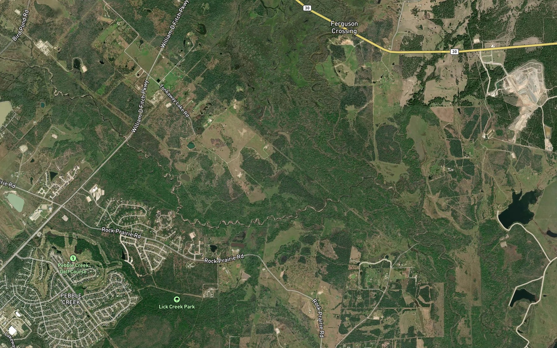 Satellite map of the Brushy Lake