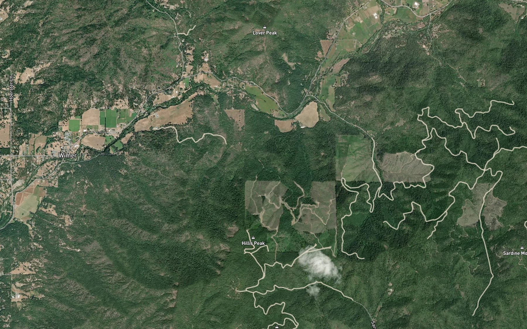 Satellite map of the Albright Creek