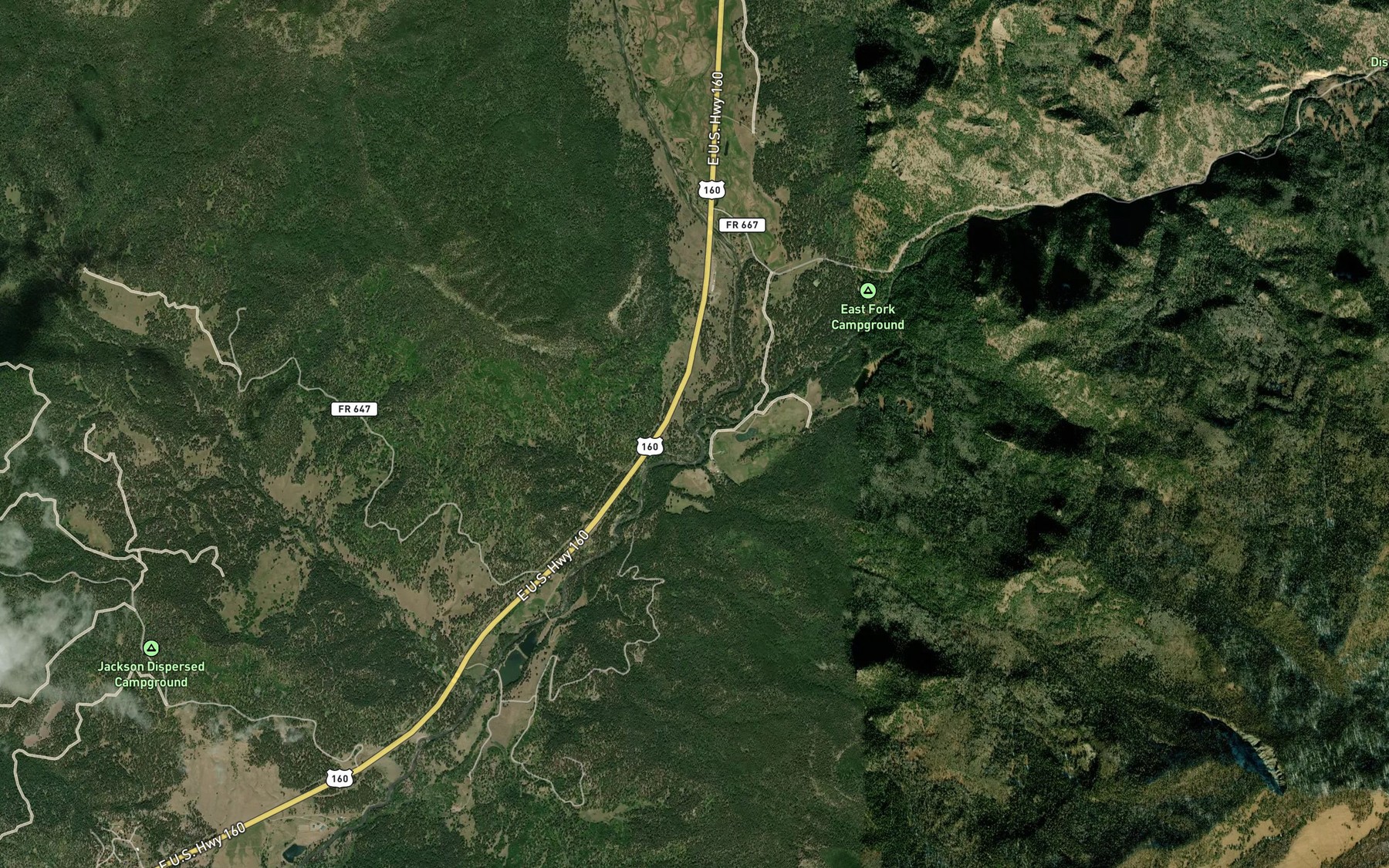 Satellite map of the West Fork San Juan River