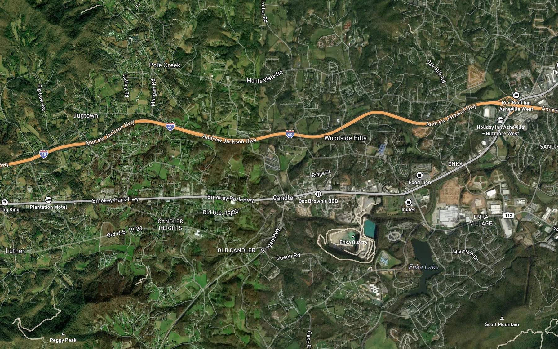Satellite map of the Little Pole Creek