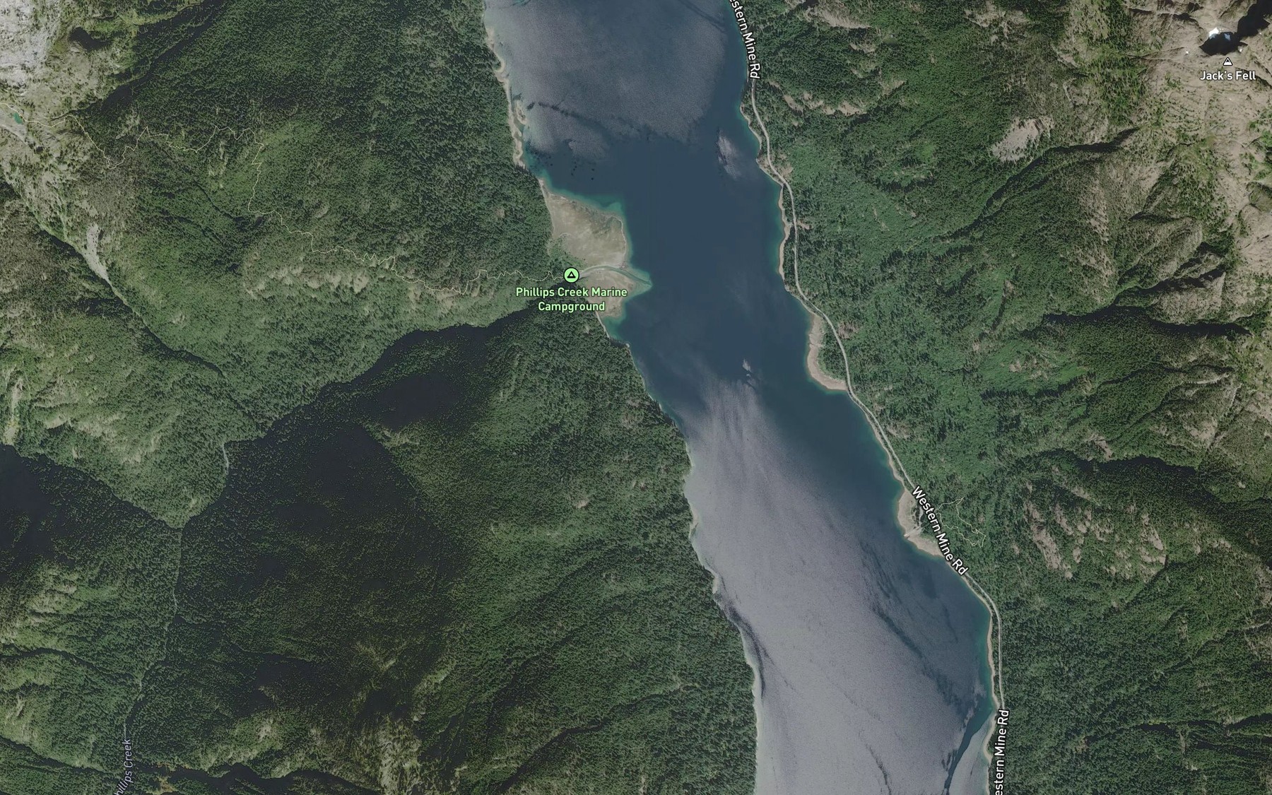 Satellite map of the Phillips Creek
