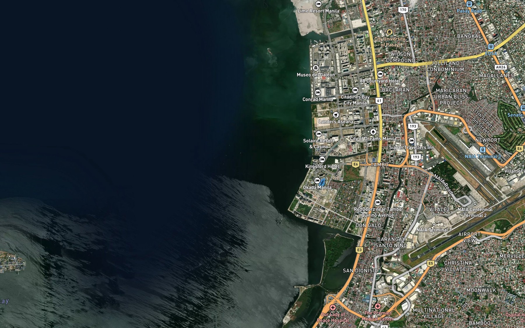 Satellite map of the Manila Bay