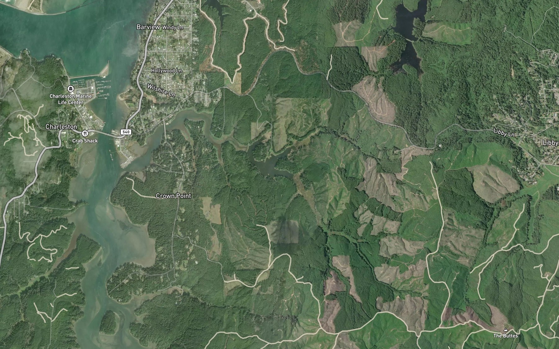 Satellite map of the South Fork Joe Ney Slough