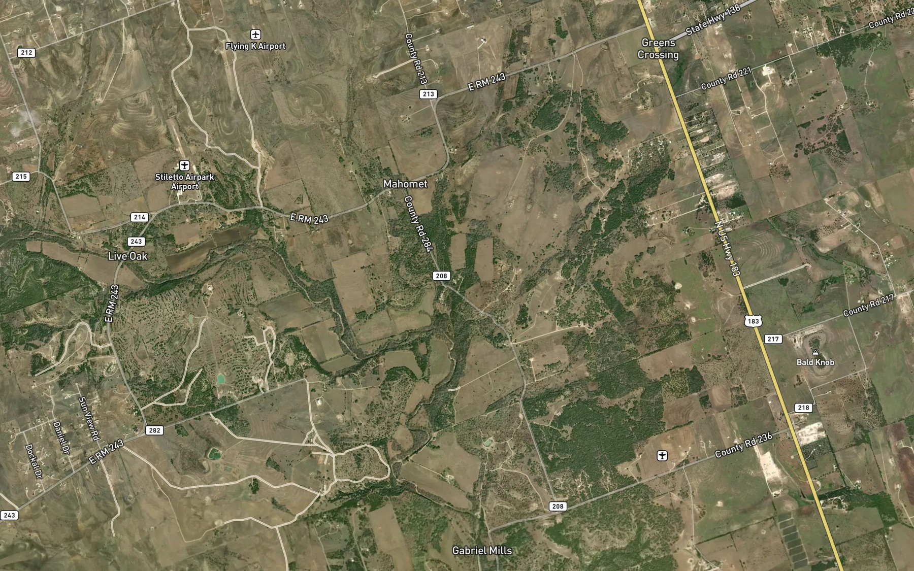 Satellite map of the Sycamore Springs