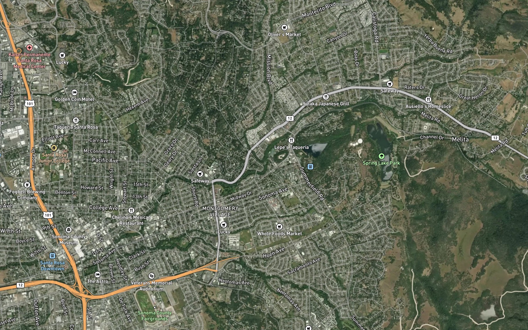 Satellite map of the Rincon Creek