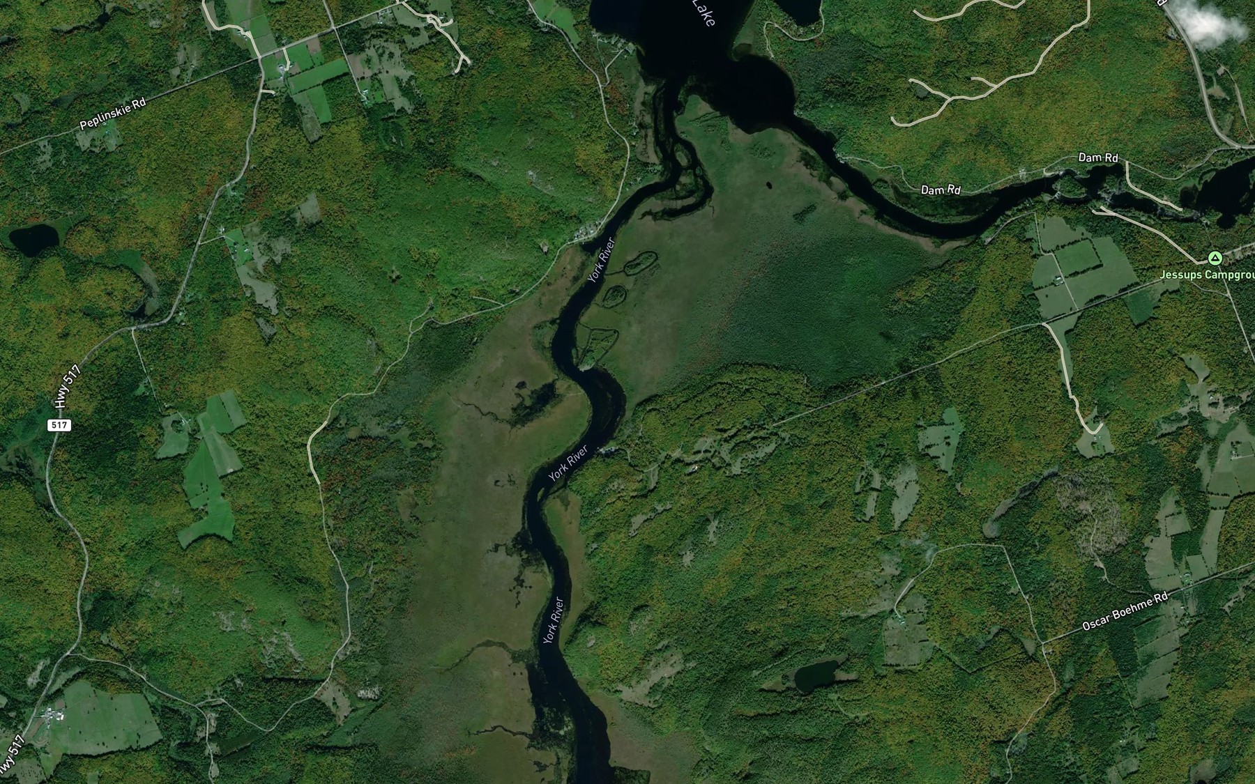 Satellite map of the Halfmoon Bay