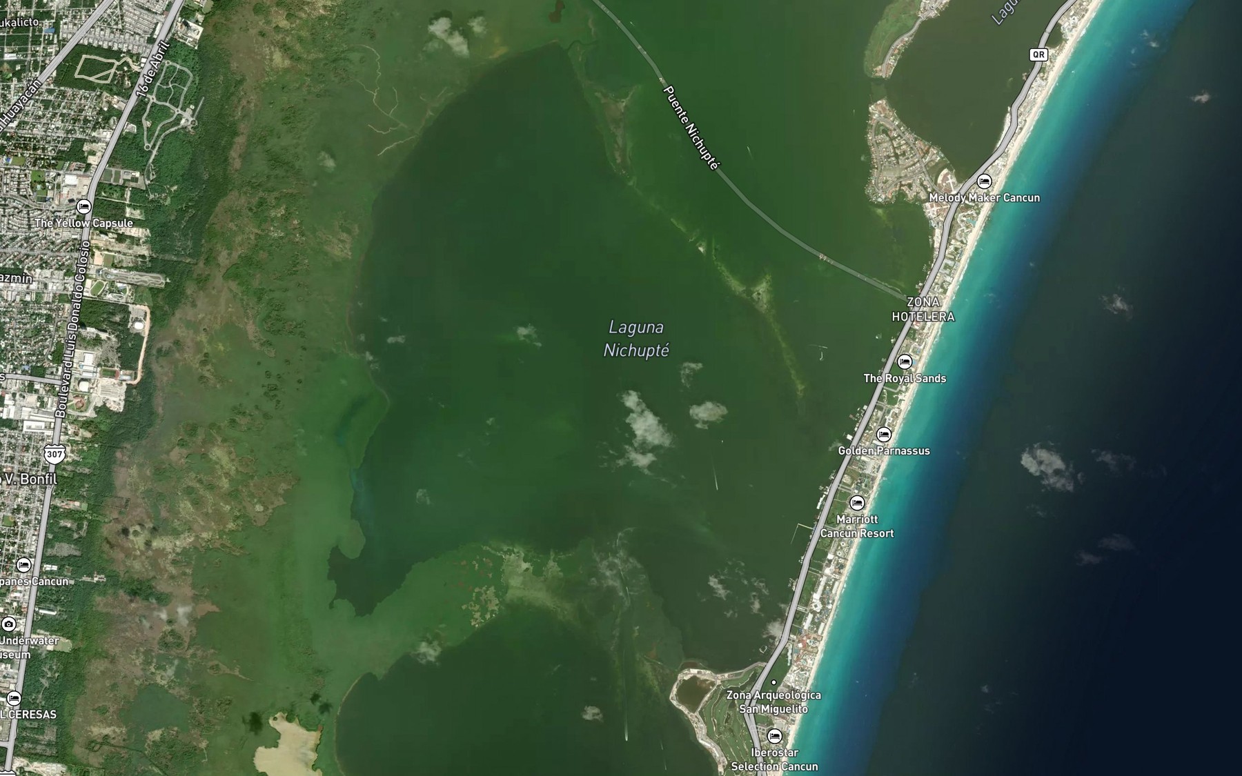 Satellite map of the Laguna Nichupte