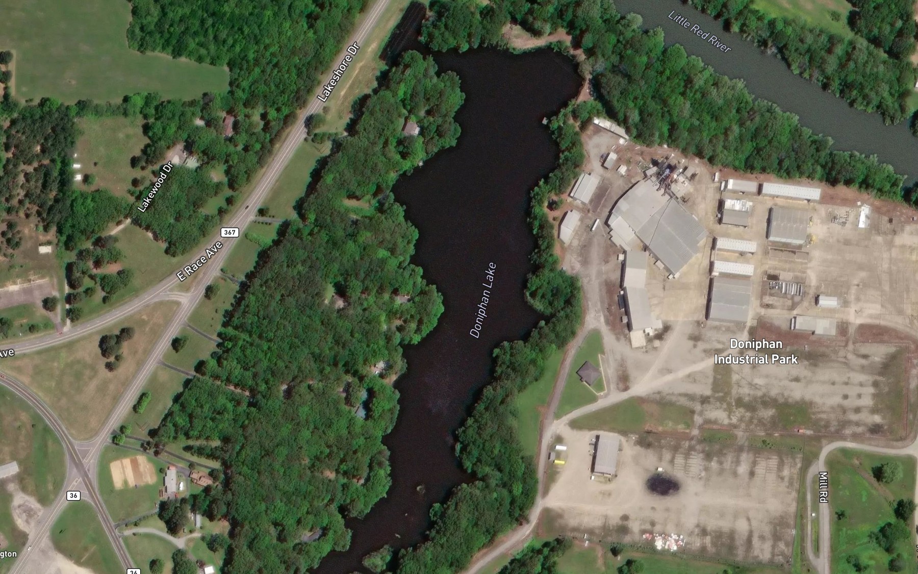 Satellite map of the Doniphan Lake