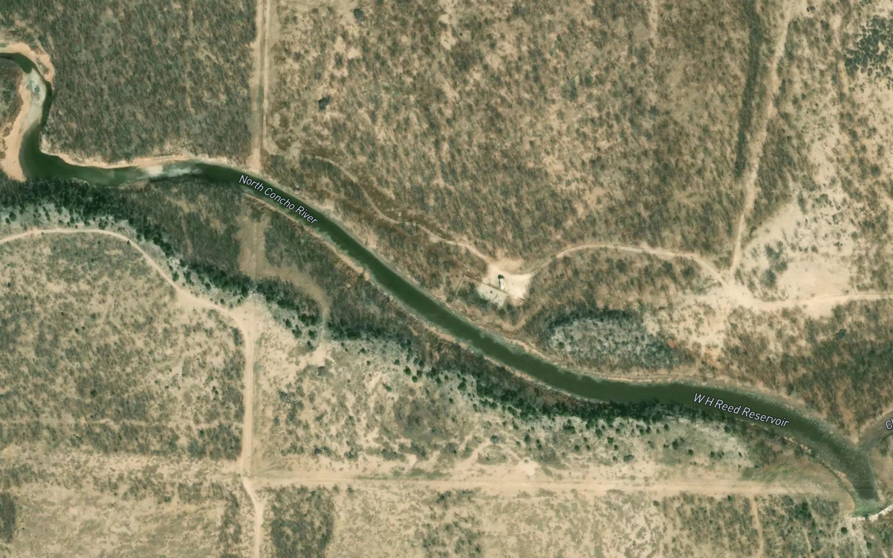 Satellite map of the W H Reed Reservoir