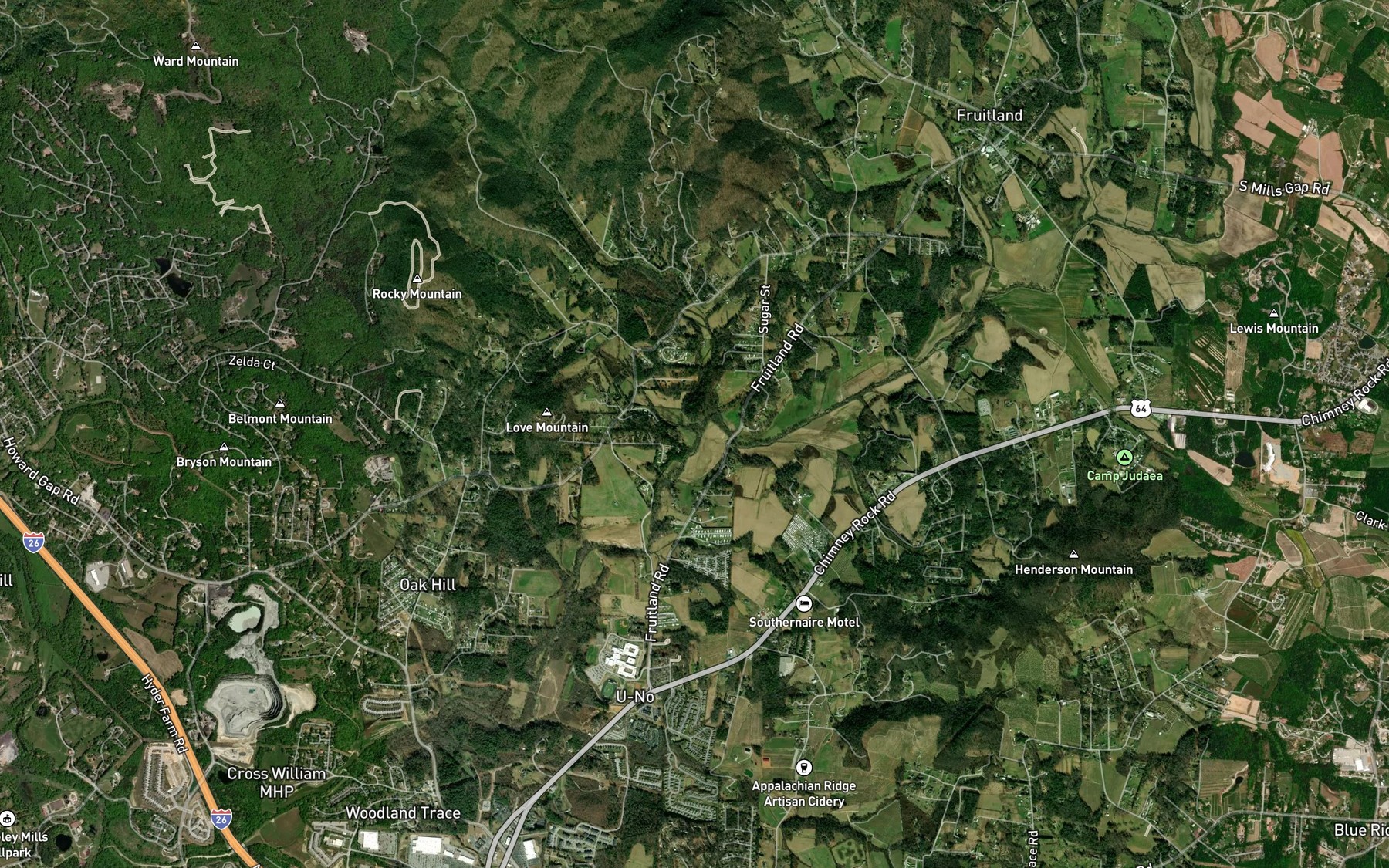 Satellite map of the Harper Creek