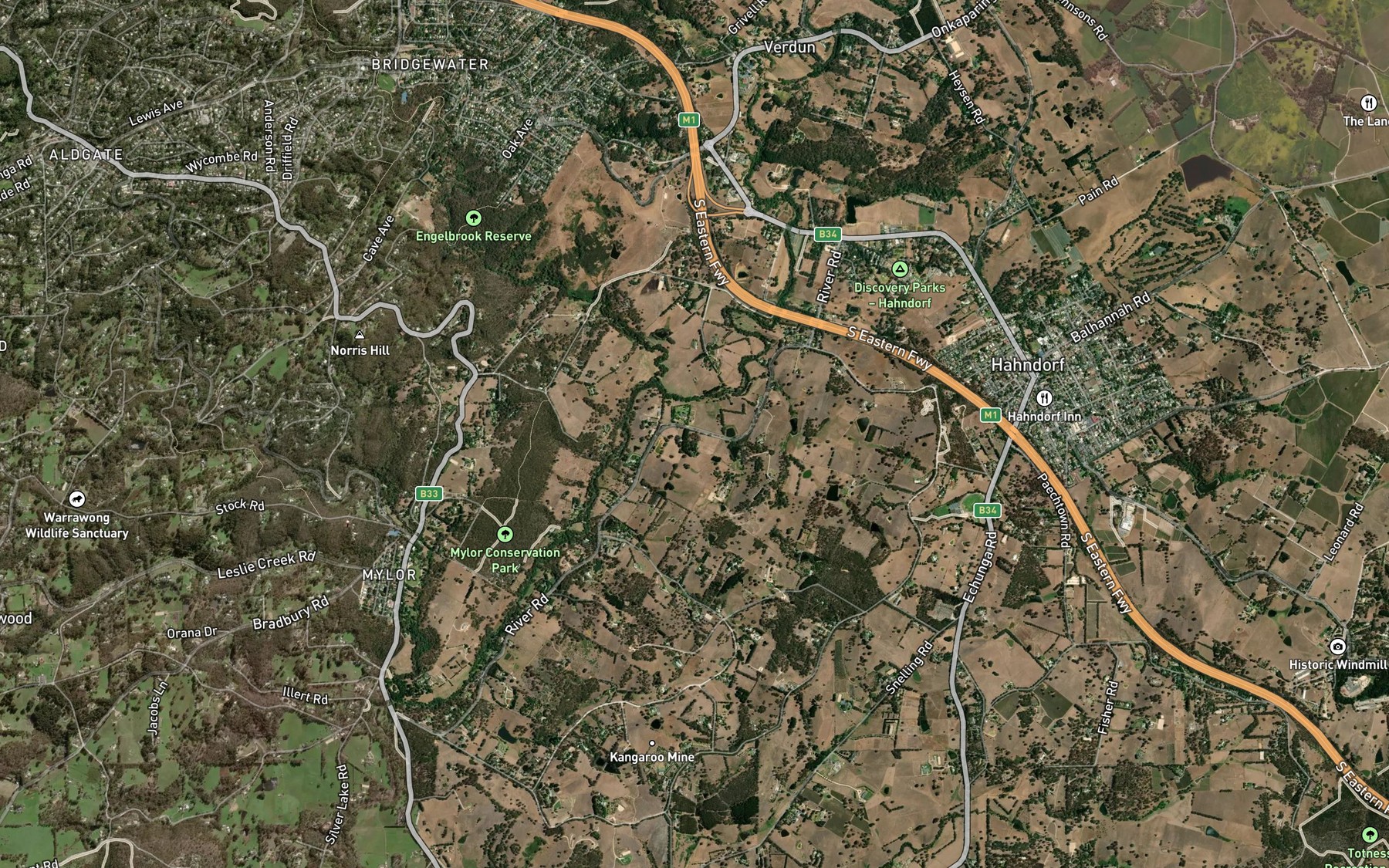 Satellite map of the German Gully