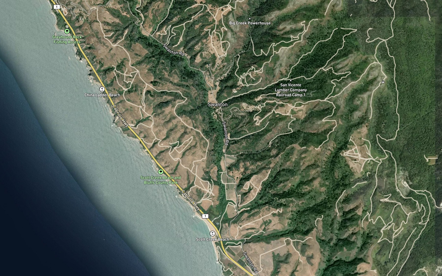 Satellite map of the Winter Creek