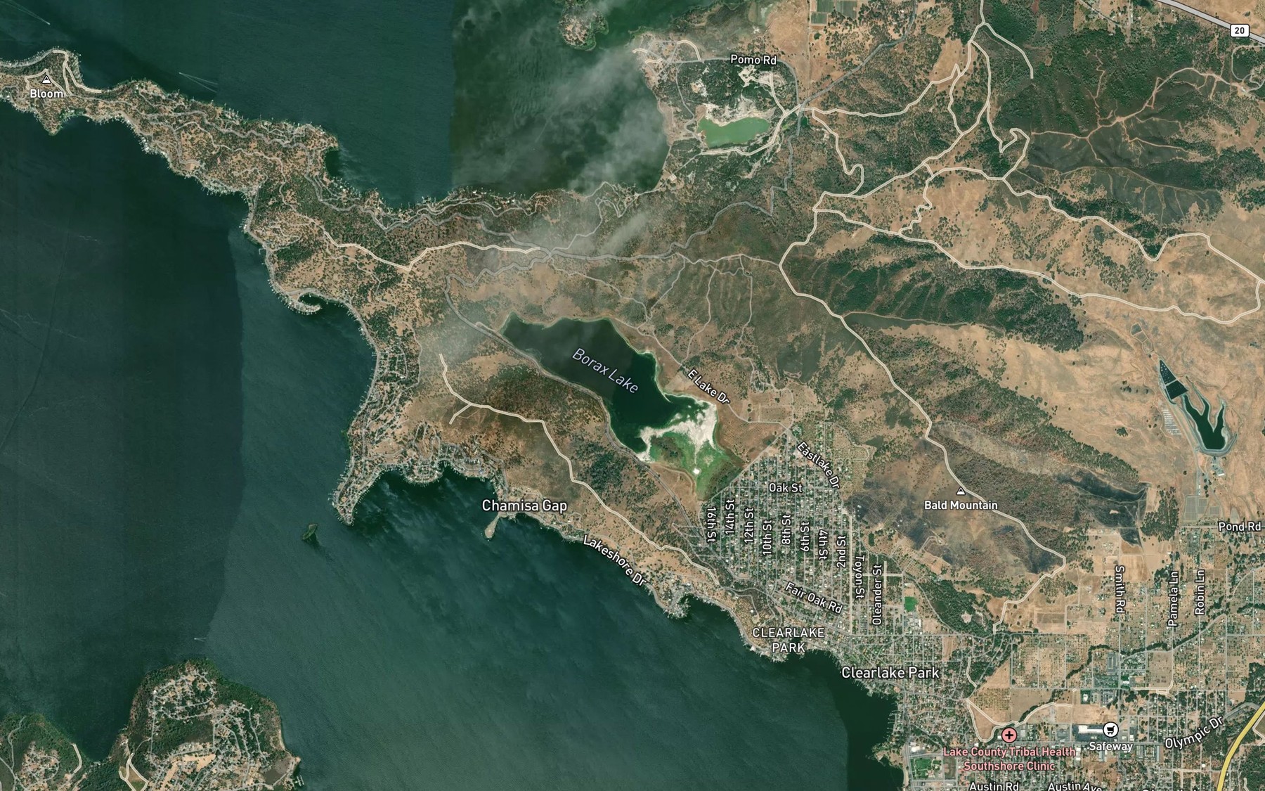 Satellite map of the Borax Lake