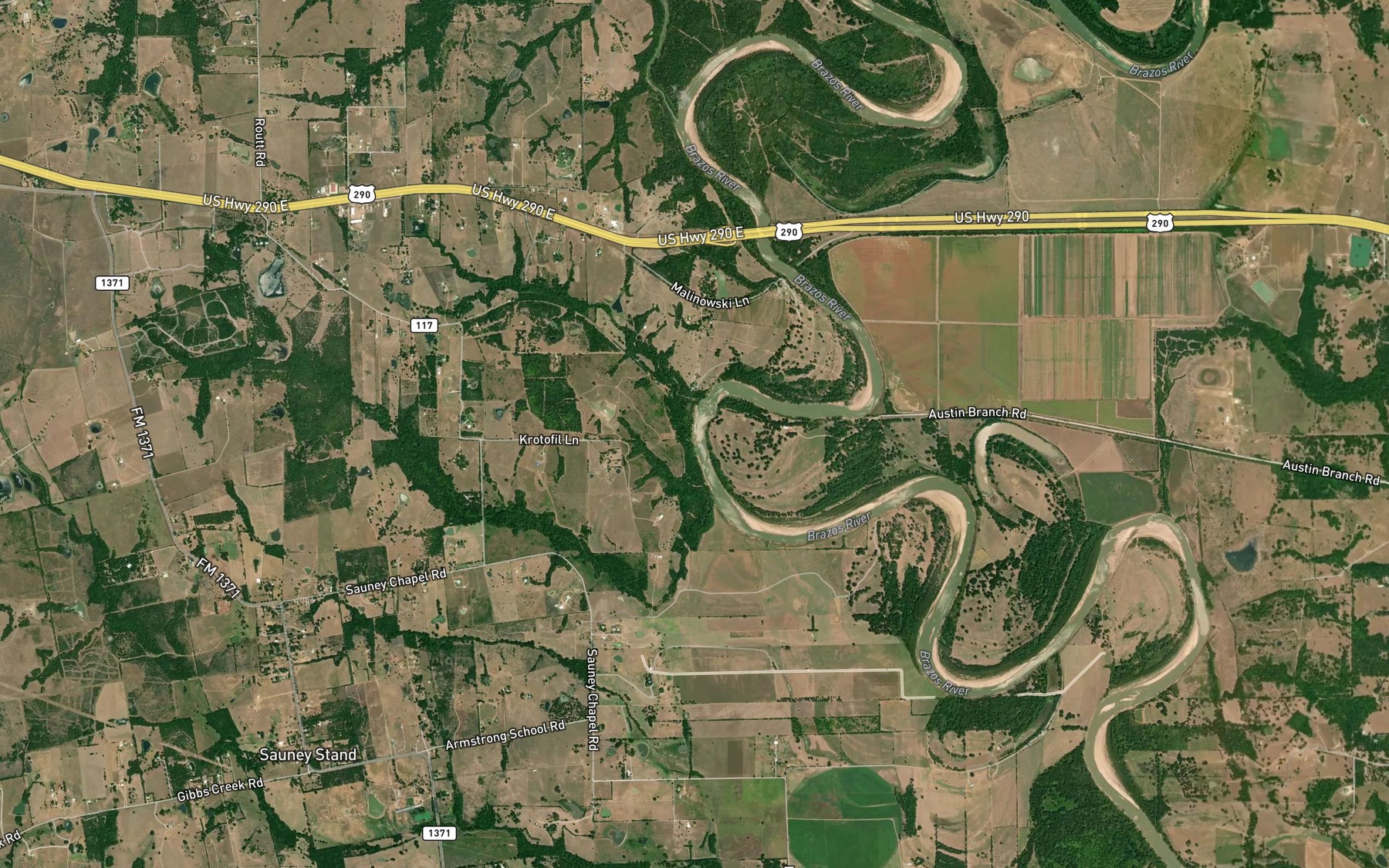 Satellite map of the Spring Branch
