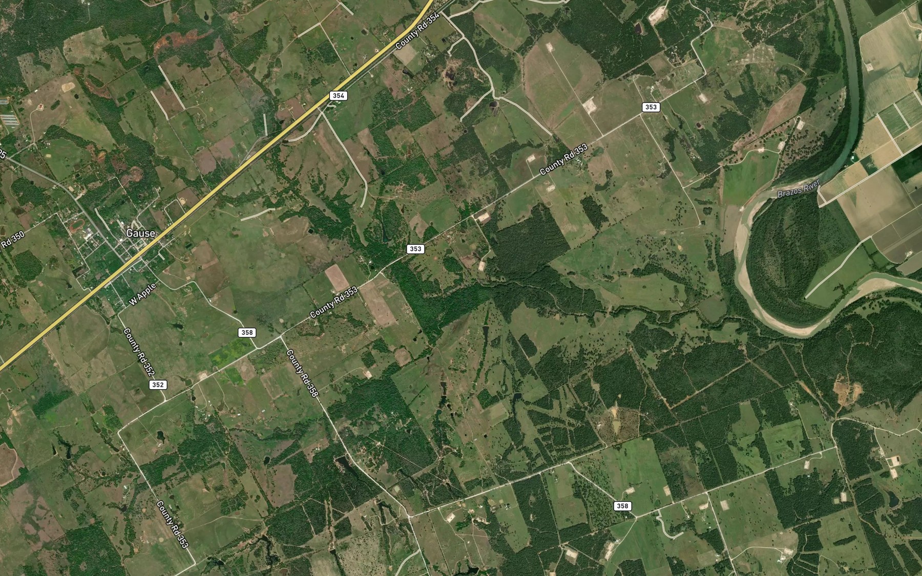Satellite map of the Dollar Creek