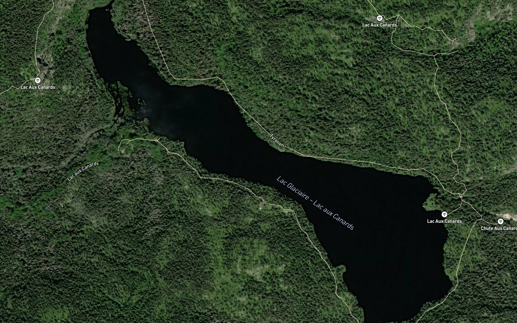 Satellite map of the Lac aux Canards