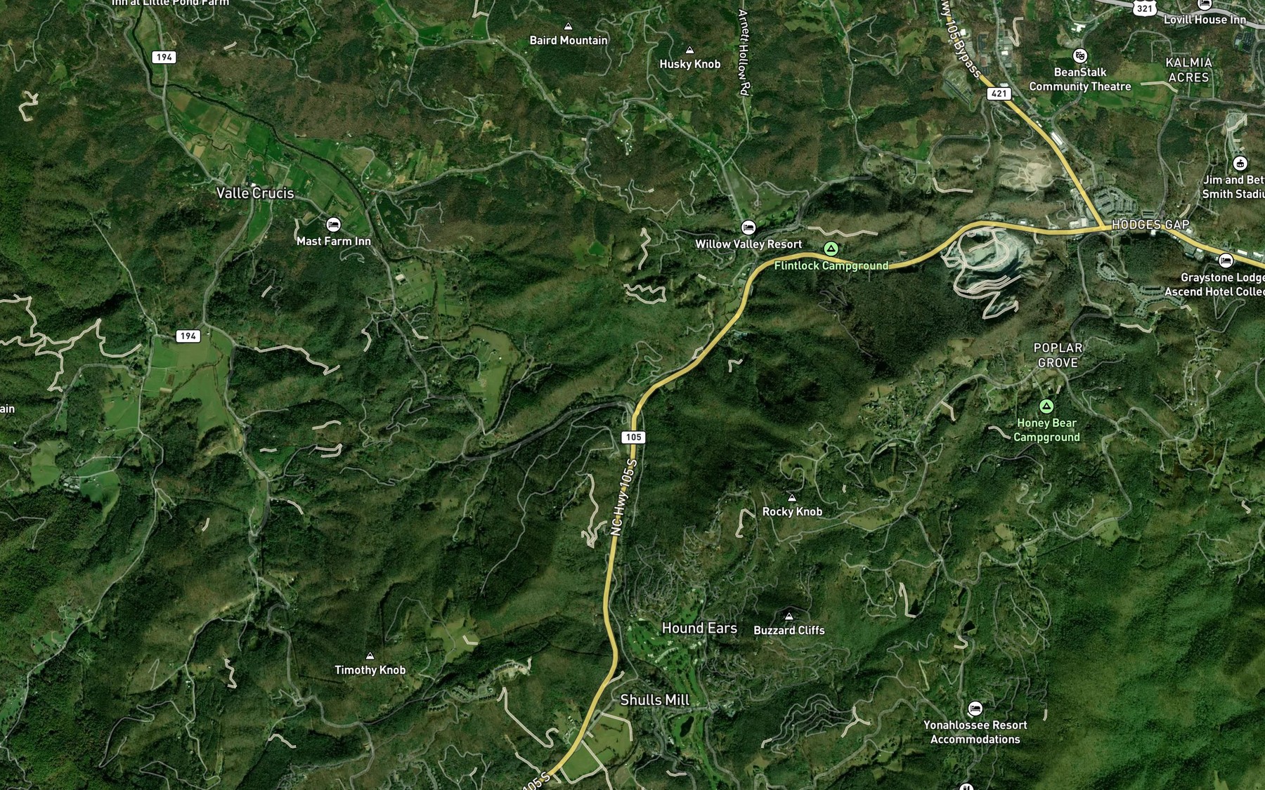 Satellite map of the Laurel Fork