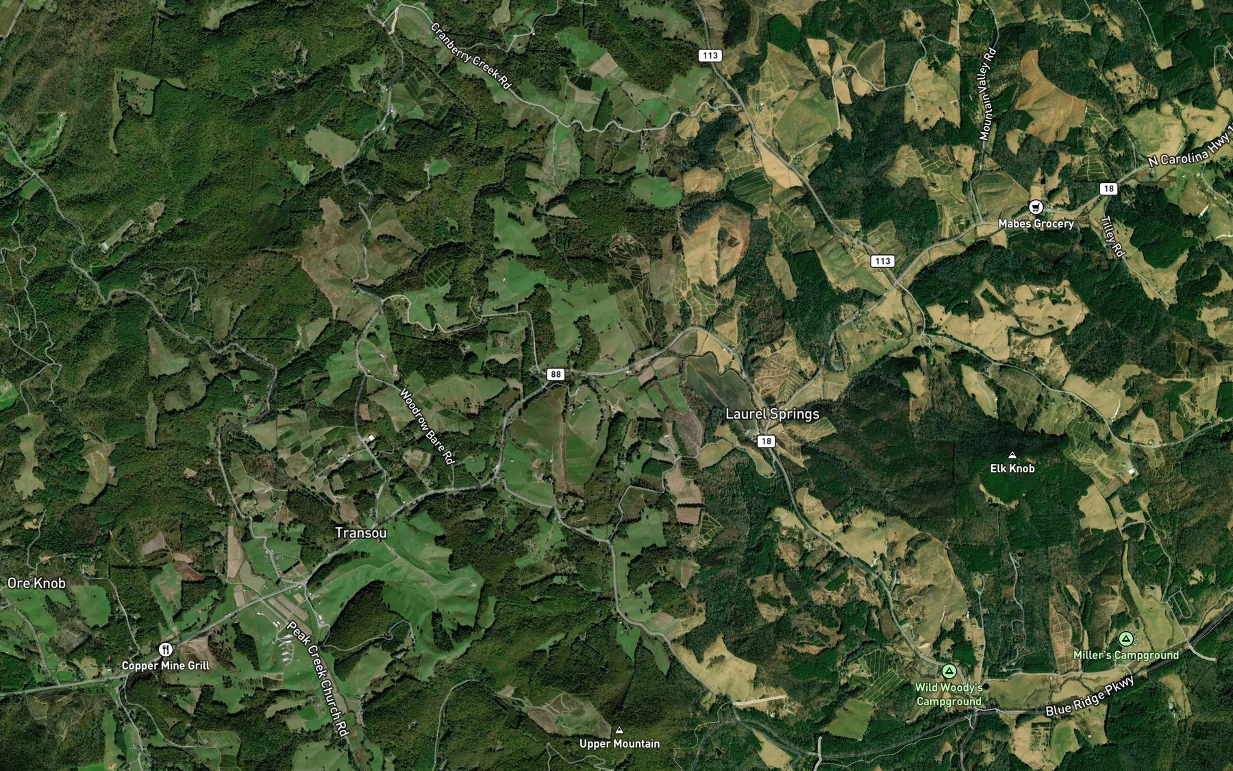 Satellite map of the Wolf Branch
