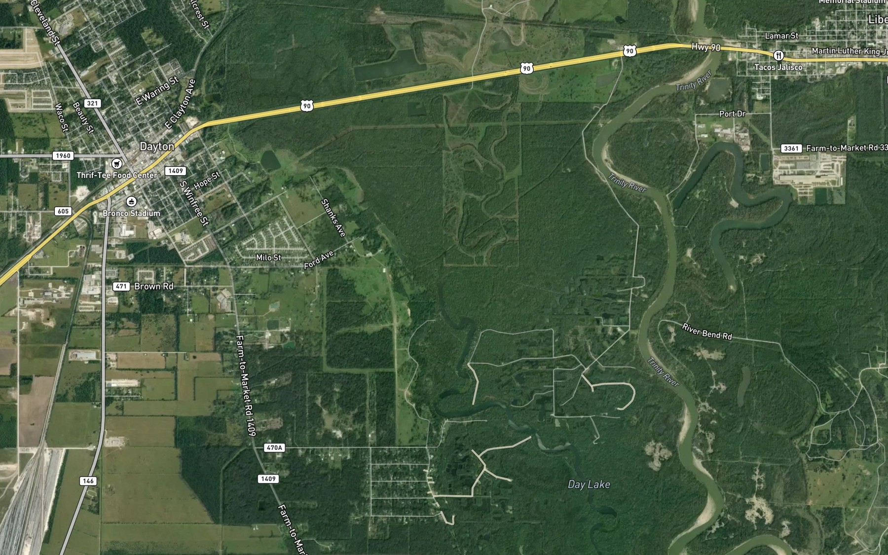 Satellite map of the Linney Creek
