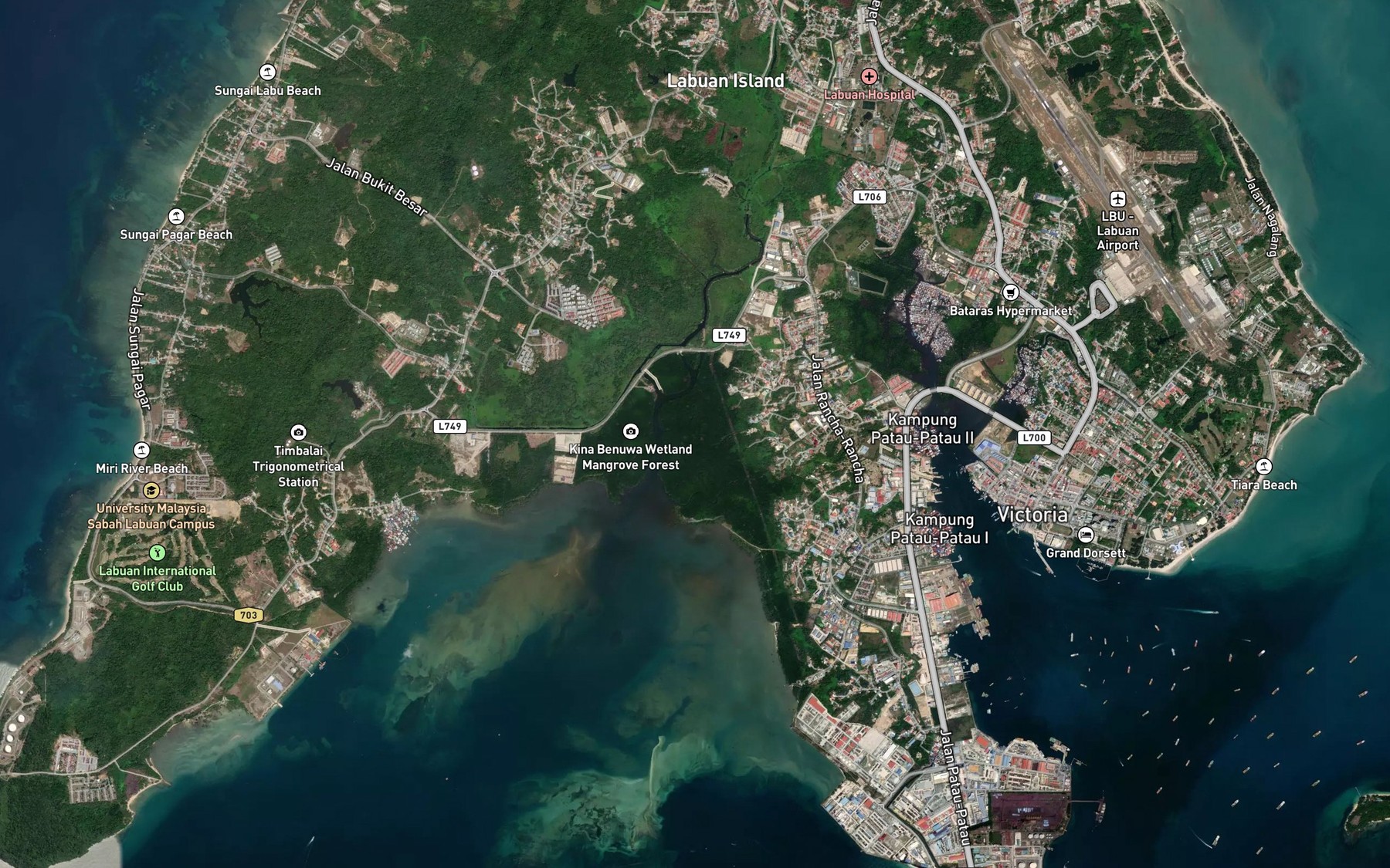 Satellite map of the Sungai Kina Benuwa