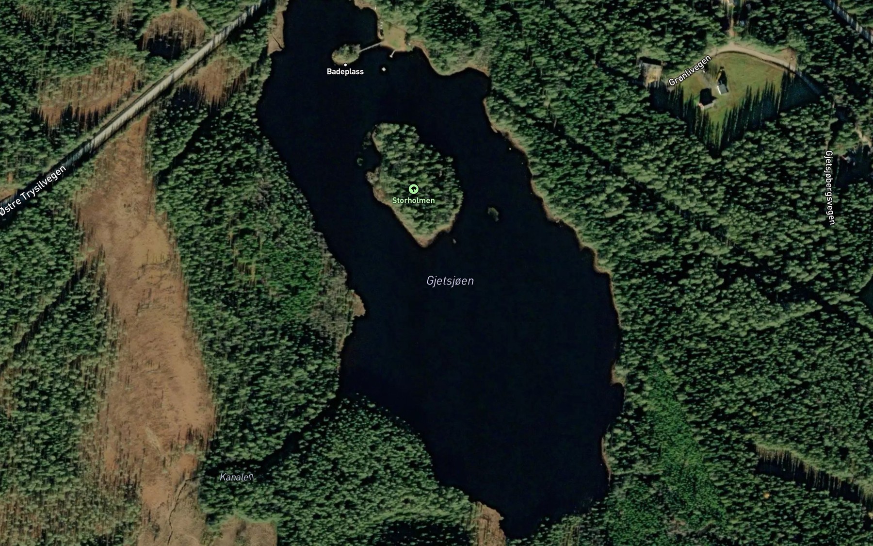 Satellite map of the Gjetsjoen