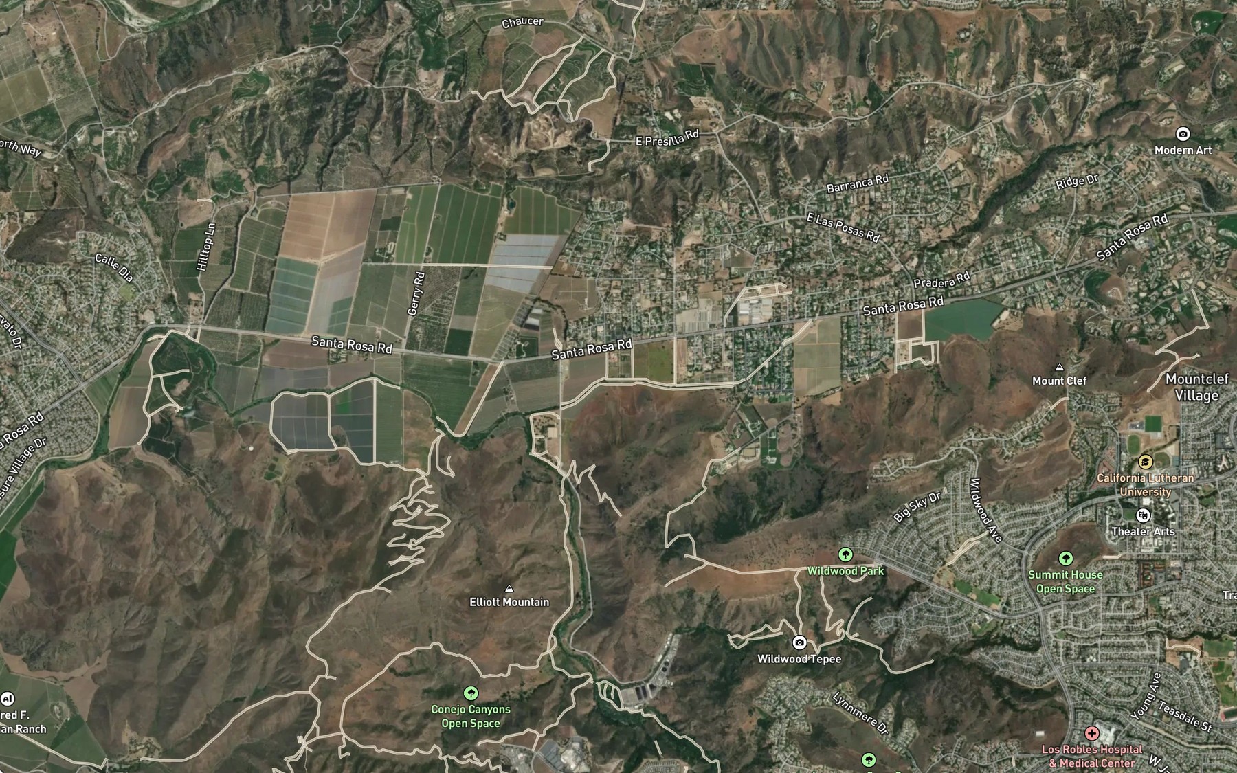 Satellite map of the Arroyo Santa Rosa