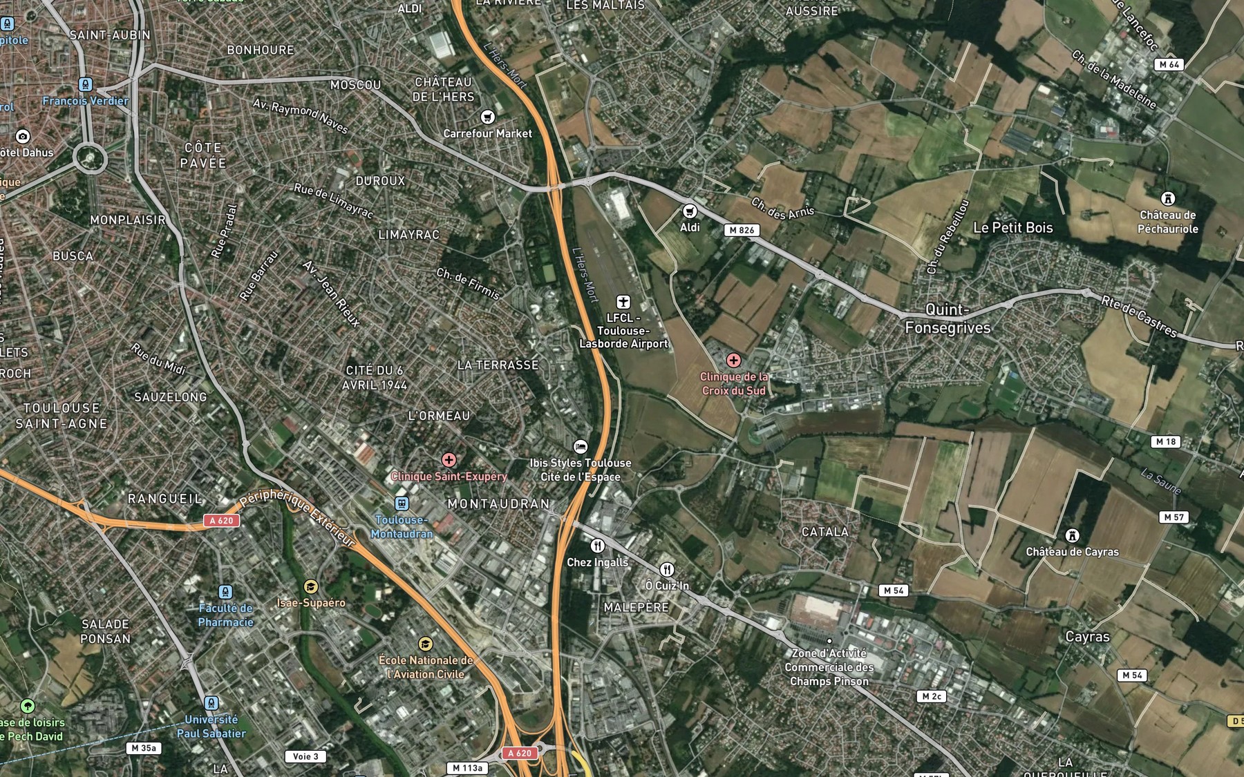 Satellite map of the Saune