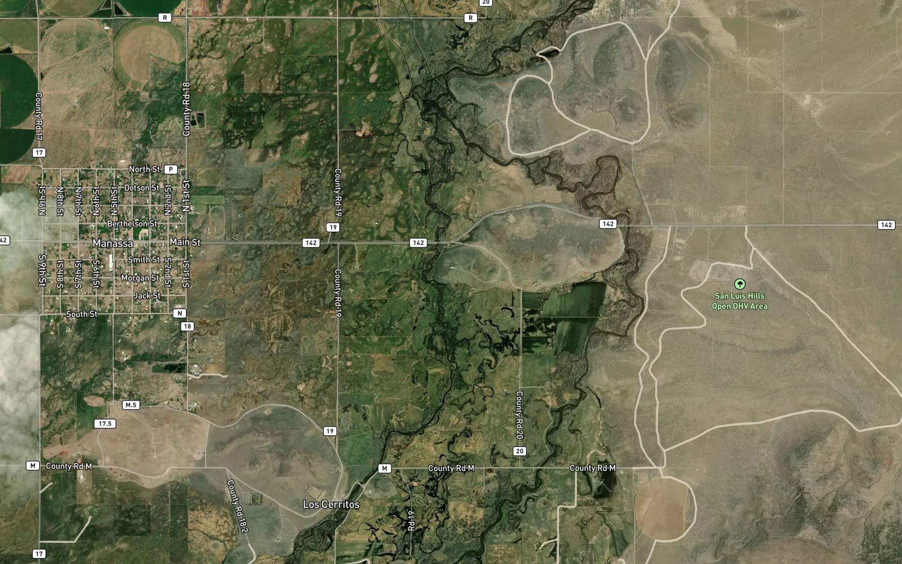 Satellite map of the Elledges Ditch