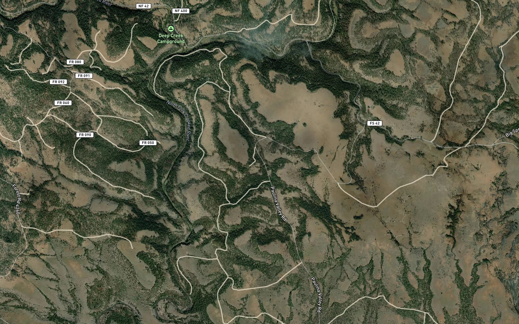 Satellite map of the Twin Springs Reservoir