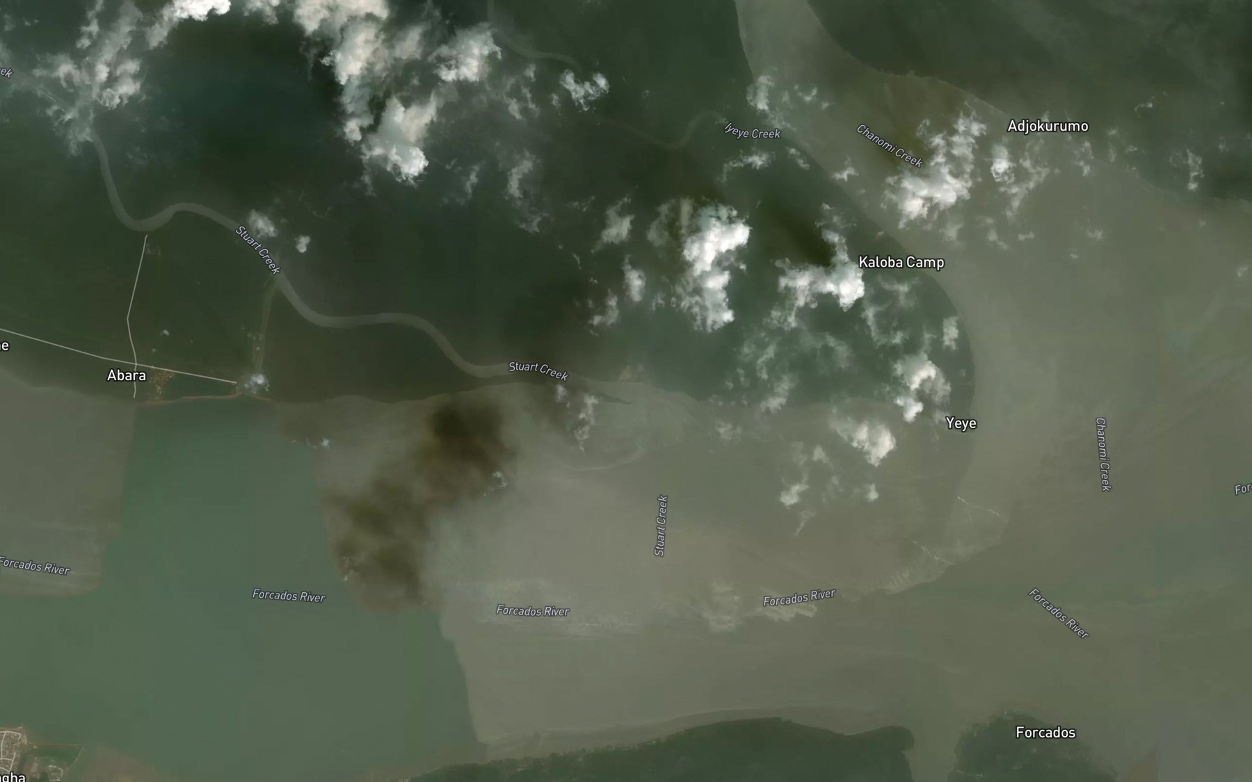Satellite map of the Stuart Creek