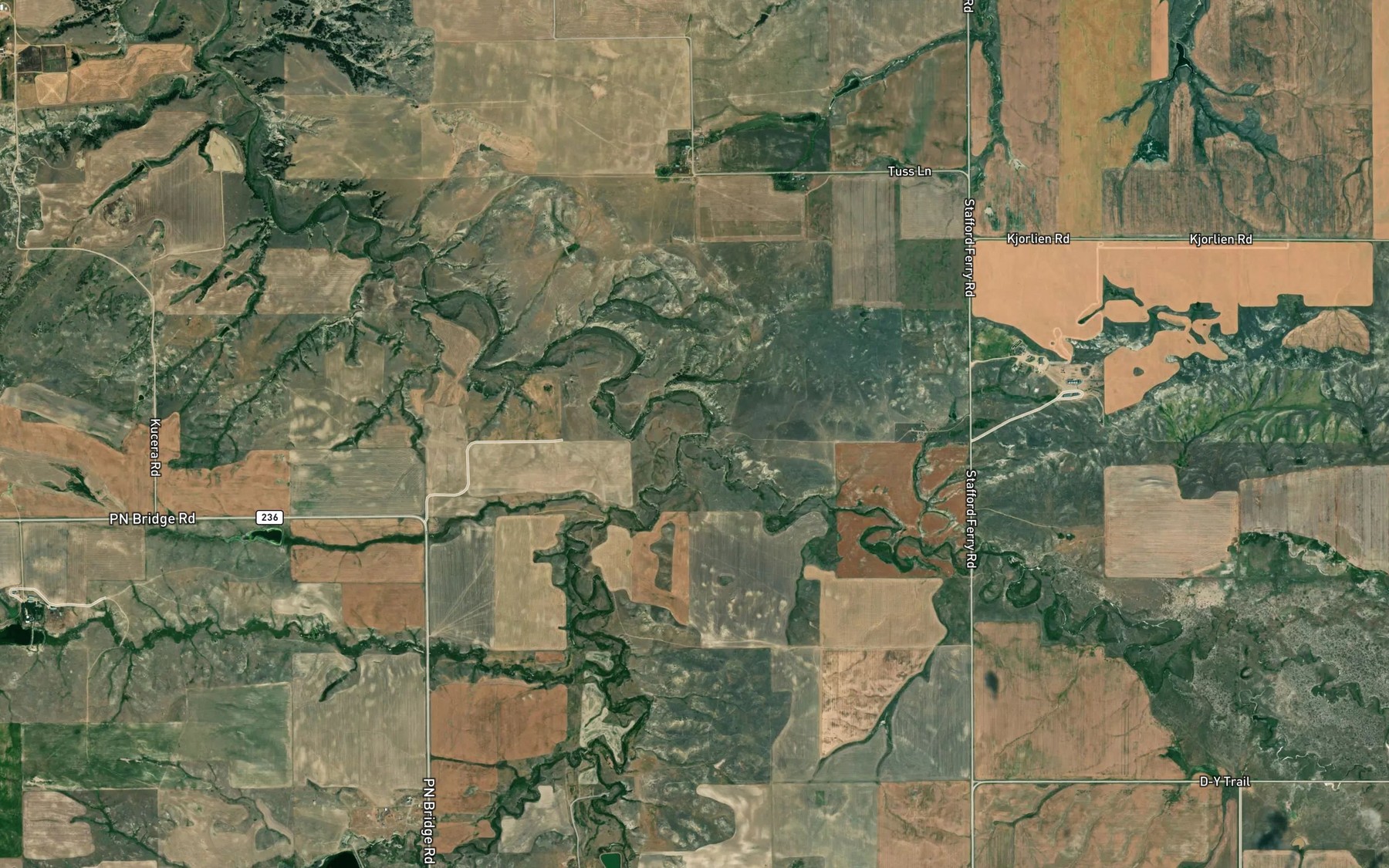 Satellite map of the Rose Creek