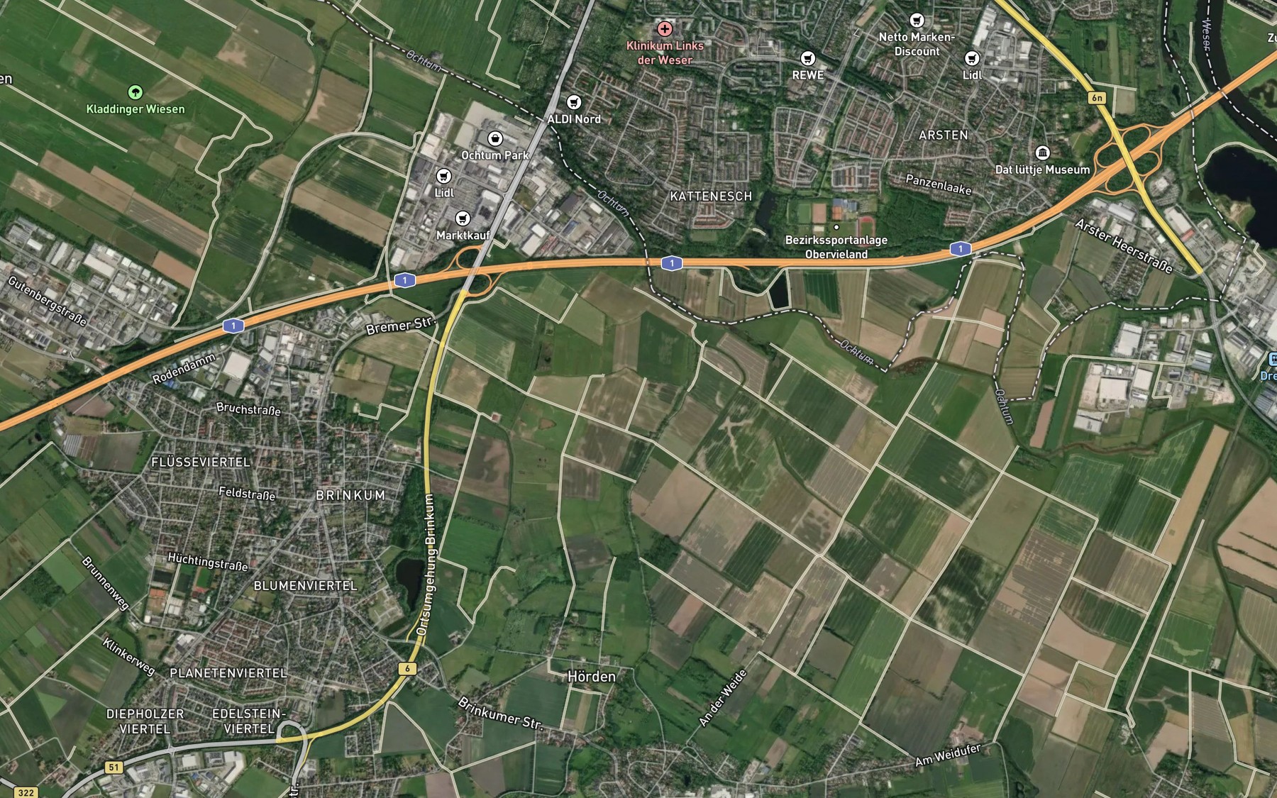 Satellite map of the Muhlenbach