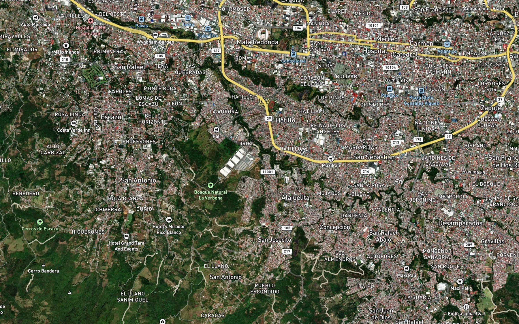 Satellite map of the Quebrada Cochea