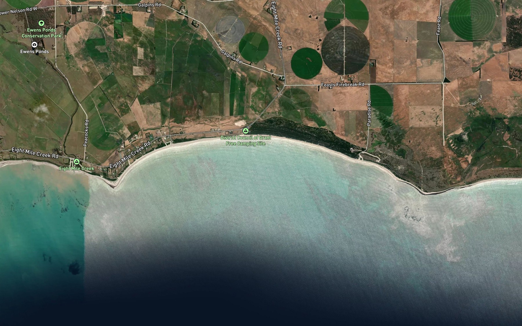 Satellite map of the Brown Bay