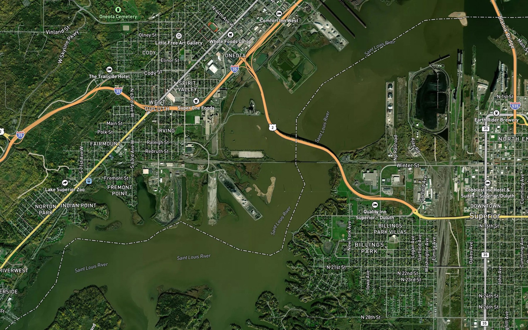 Satellite map of the Grassy Point