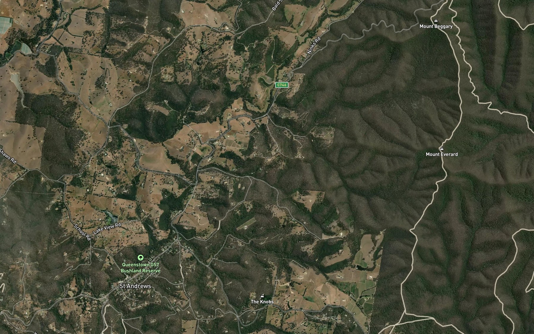 Satellite map of the Black Calf Creek