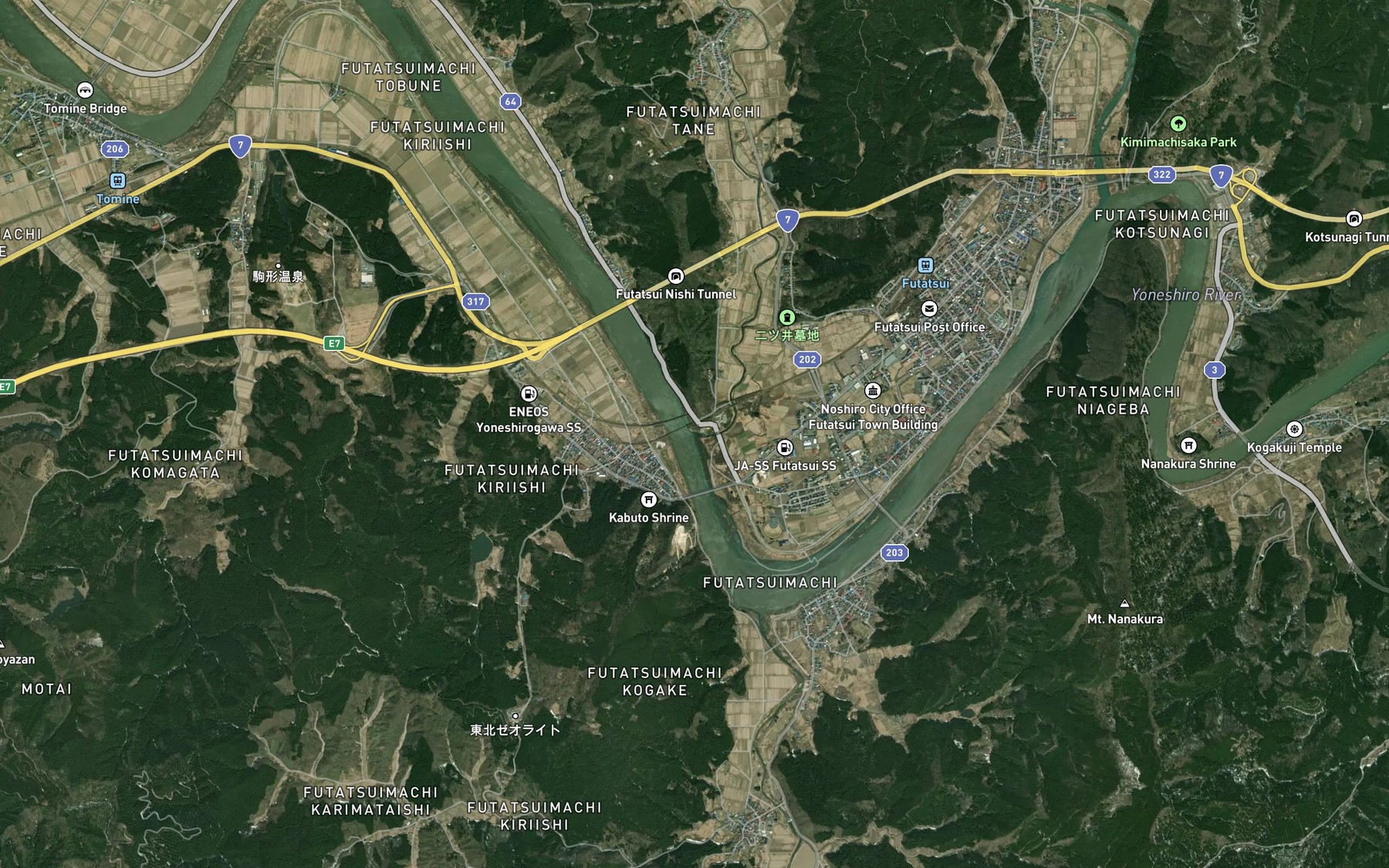 Satellite map of the Taneume Gawa