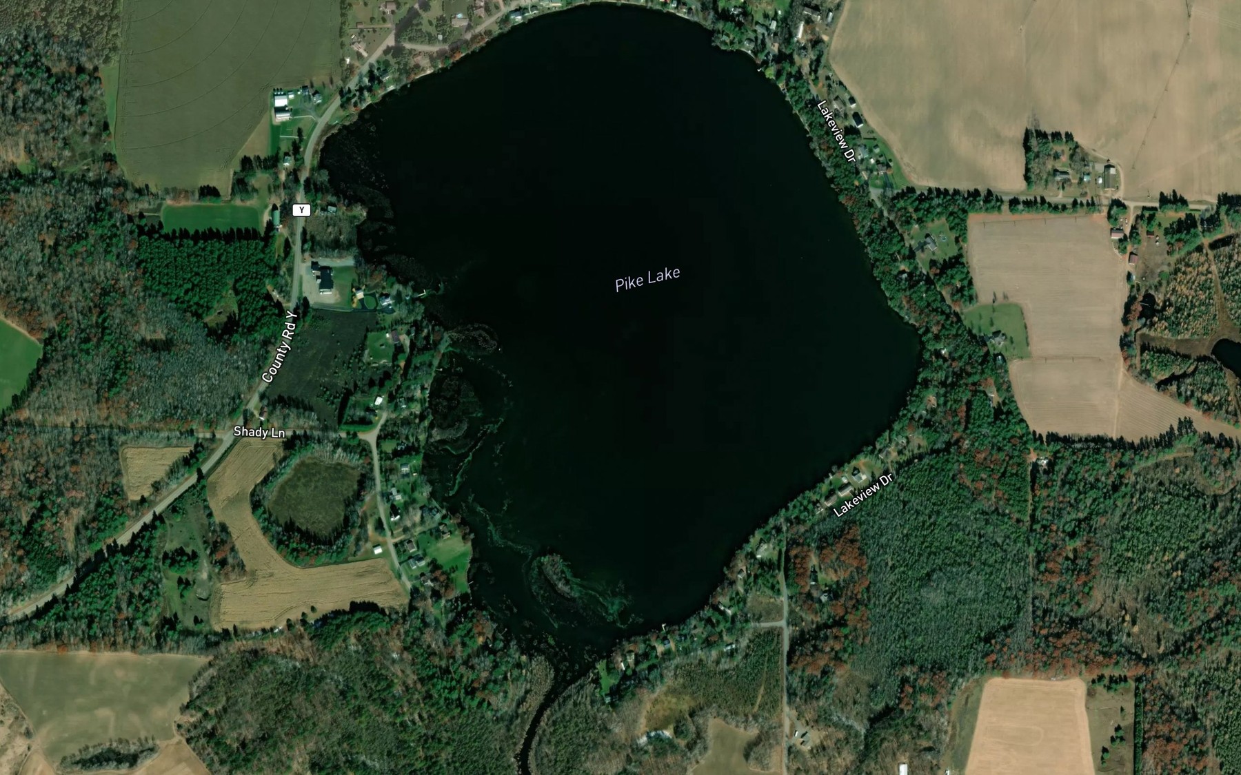 Satellite map of the Pike Lake